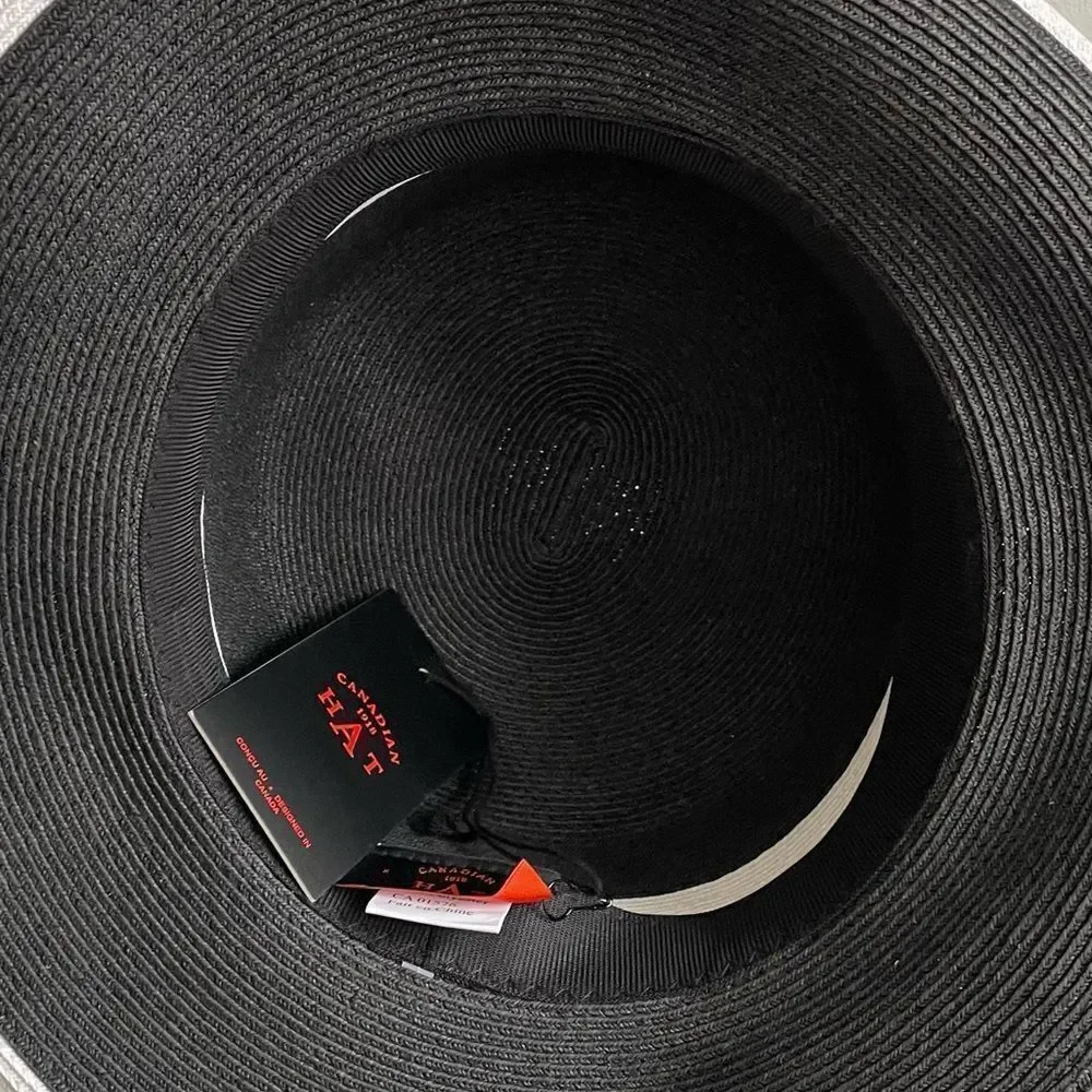 CANADIAN HAT Wide Brim Claire Sun Hat With UPF 50+ Black With White One Size